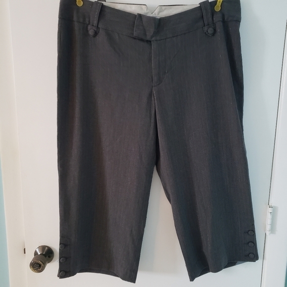Gray Pin Stripe Stretch Dressy Capris Size 14 - Picture 1 of 7